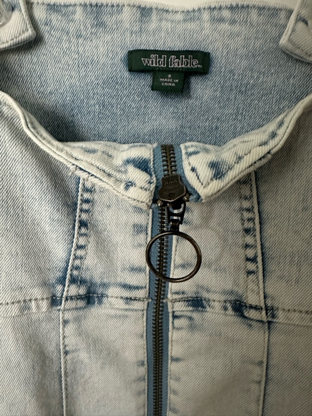 wild fable Light Blue Denim Overall Dress with Front Zip - Picture 4 of 4